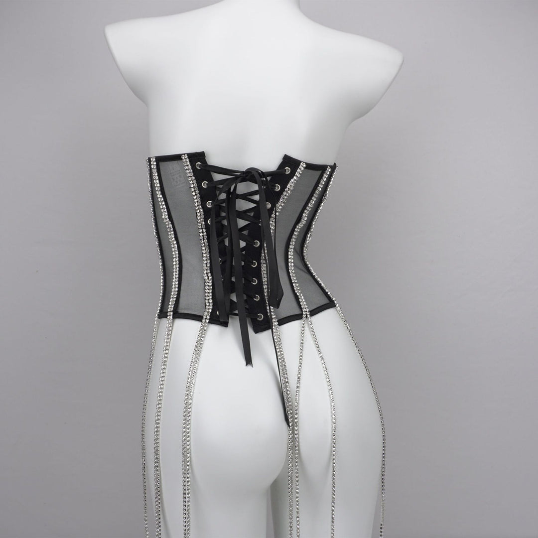 Chain Detail Polyester Shapewear - Edgy Style