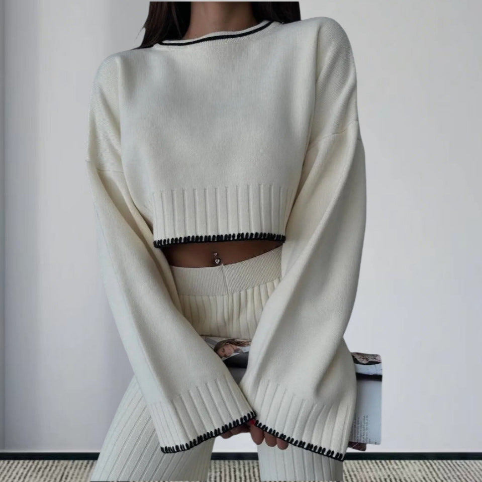 Knitted Two-Piece Set - Jacket & Trousers