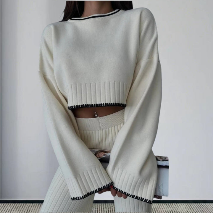 Knitted Two-Piece Set - Jacket & Trousers