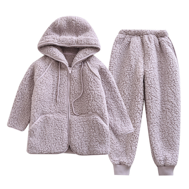 Two-piece Flannel Cute Hooded Thickened Loungewear Autumn And Winter