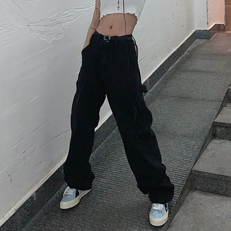 Casual Black Straight Leg Jeans - Versatile Denim for Women