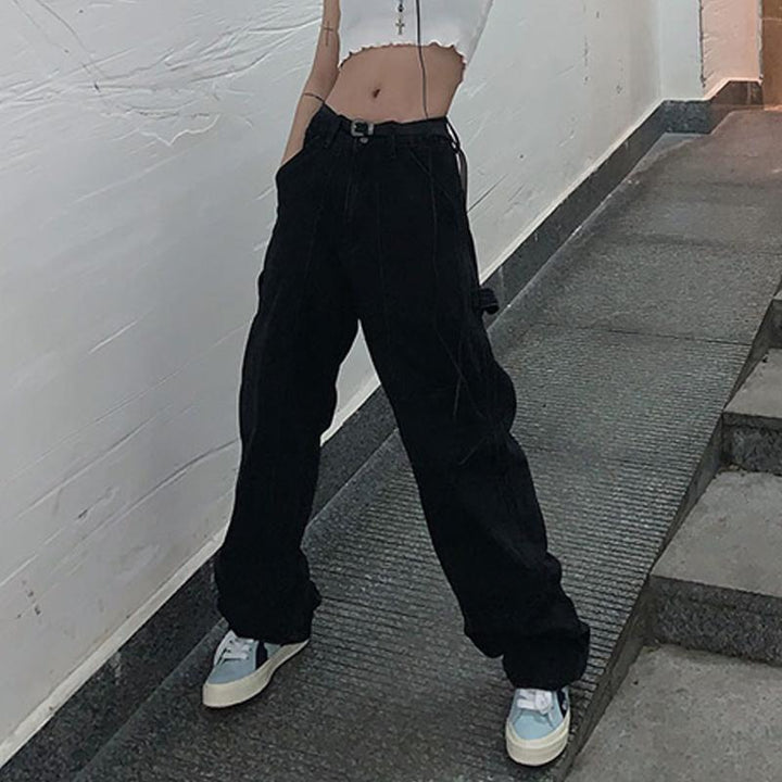 Casual Black Straight Leg Jeans - Versatile Denim for Women