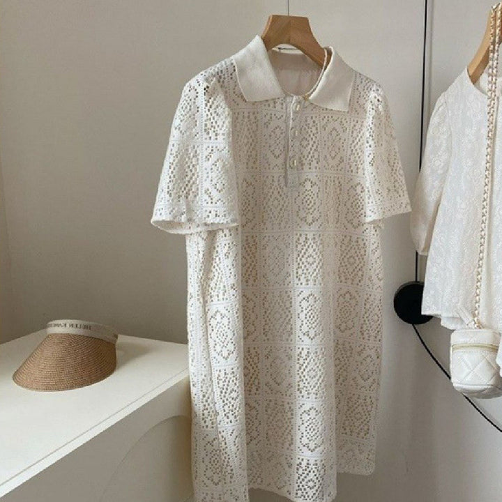 Fashion Hollowed-out Crochet Lace Dress Women