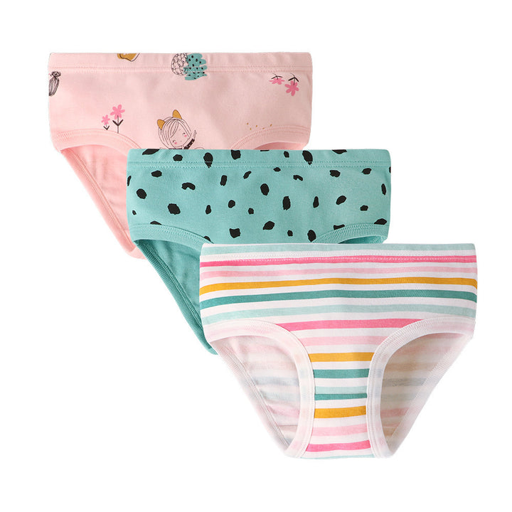 Girls' Cotton Breathable Shorts Briefs - Fun Designs