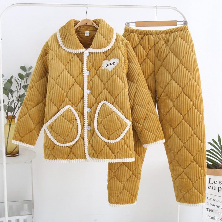 Three-Layer Coral Fleece Loungewear Set - Premium Warmth