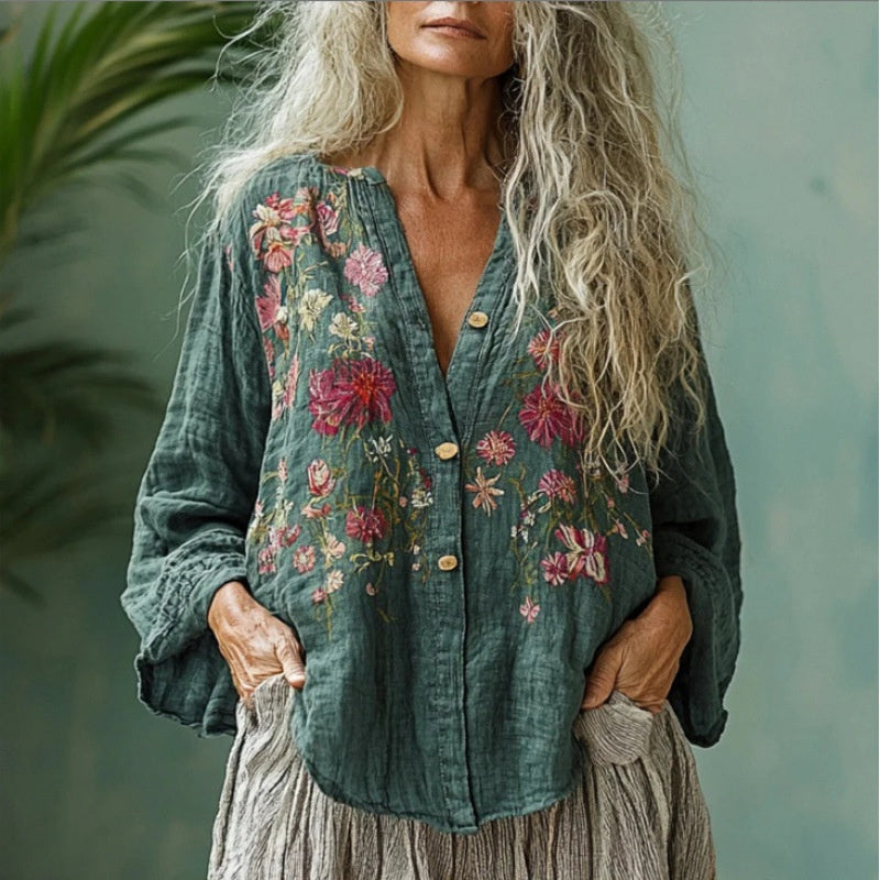 Casual Floral Shirt - Women's Printed Top