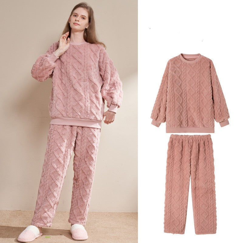 Winter Coral Fleece Loungewear Set - Super Thick