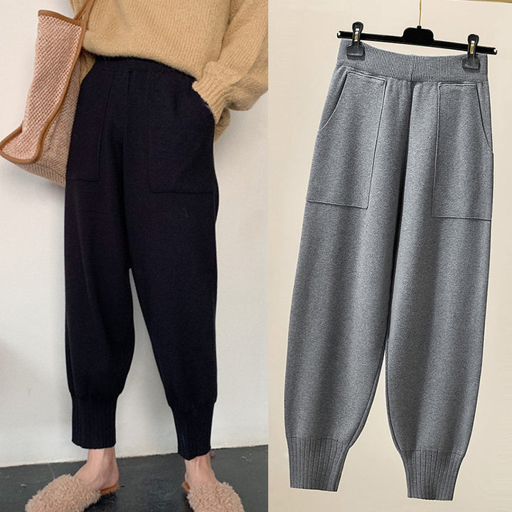 Wool Blend Wide Leg Trousers - Plus Size