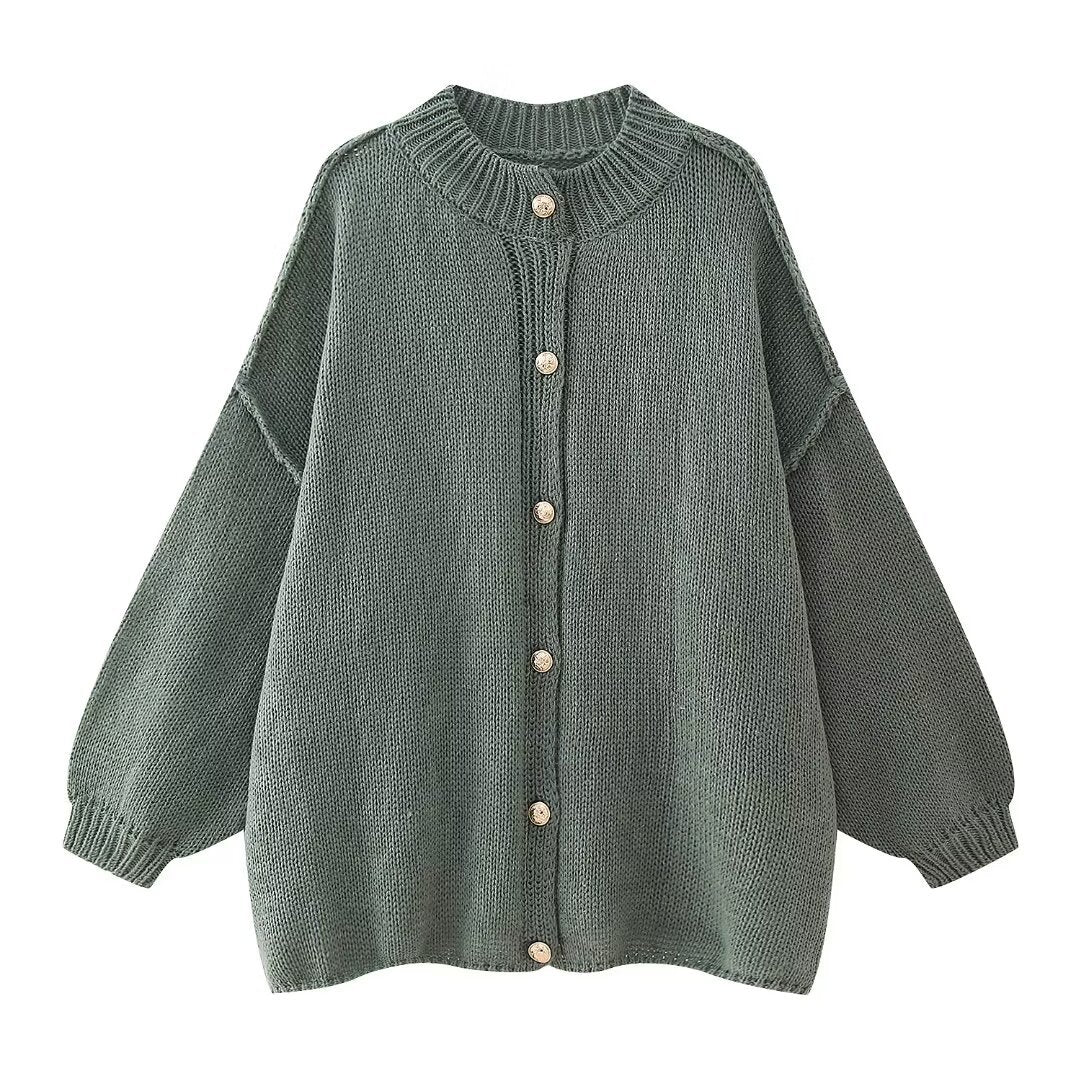 Button Front Cardigan Sweater - Elegant Commuter Style