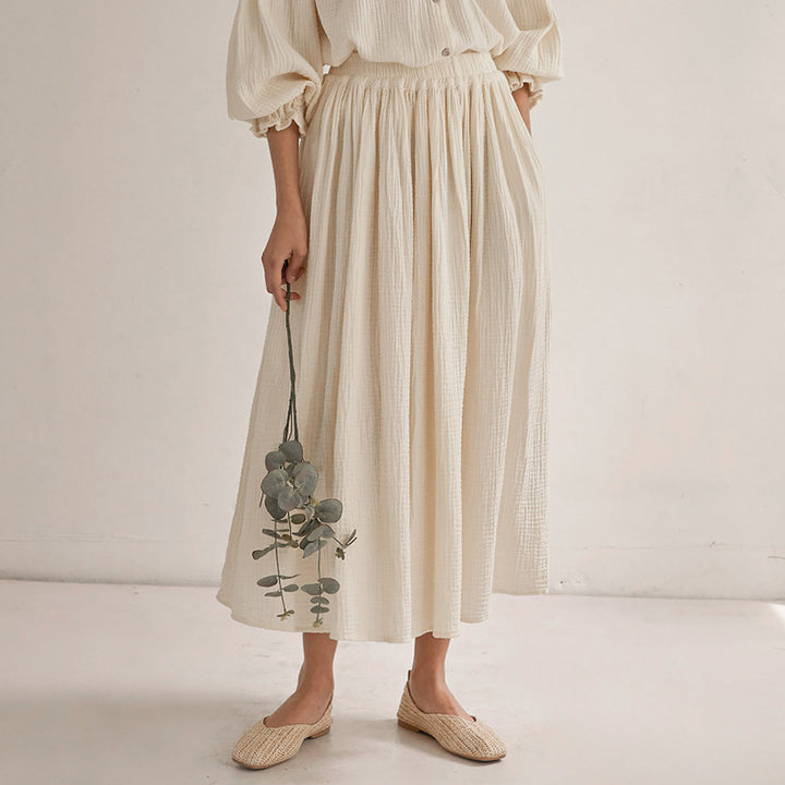 Double-Layer Gauze Loungewear Set - Lantern Sleeve