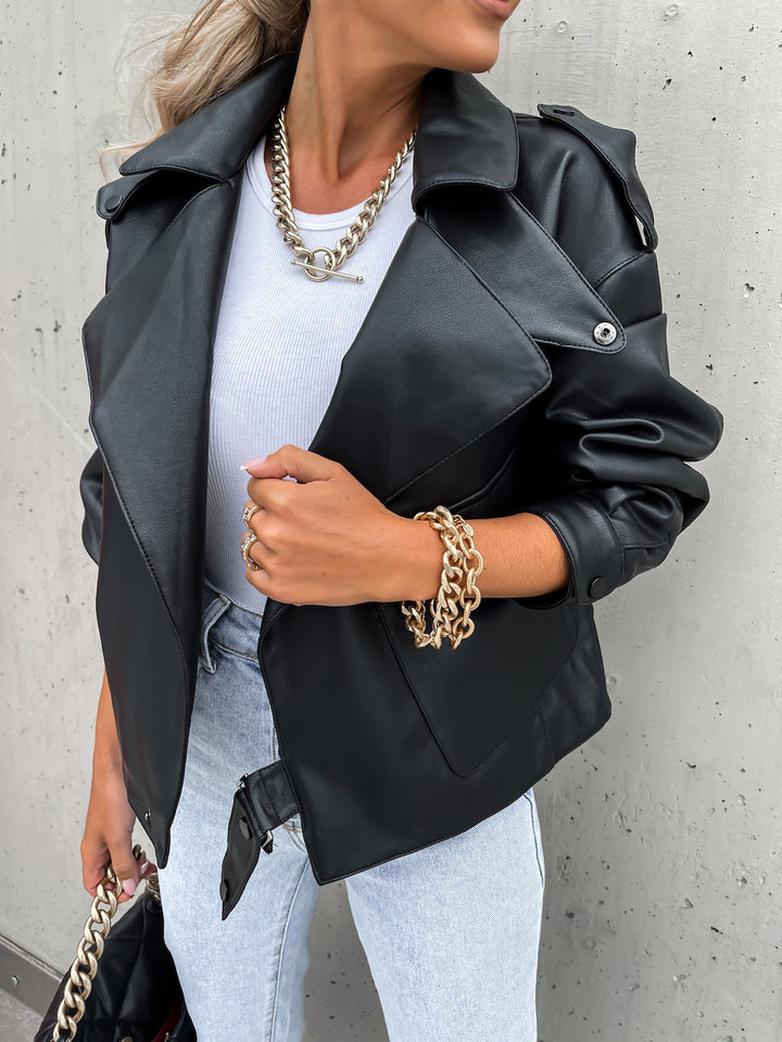PU Leather Loose Fit Jacket