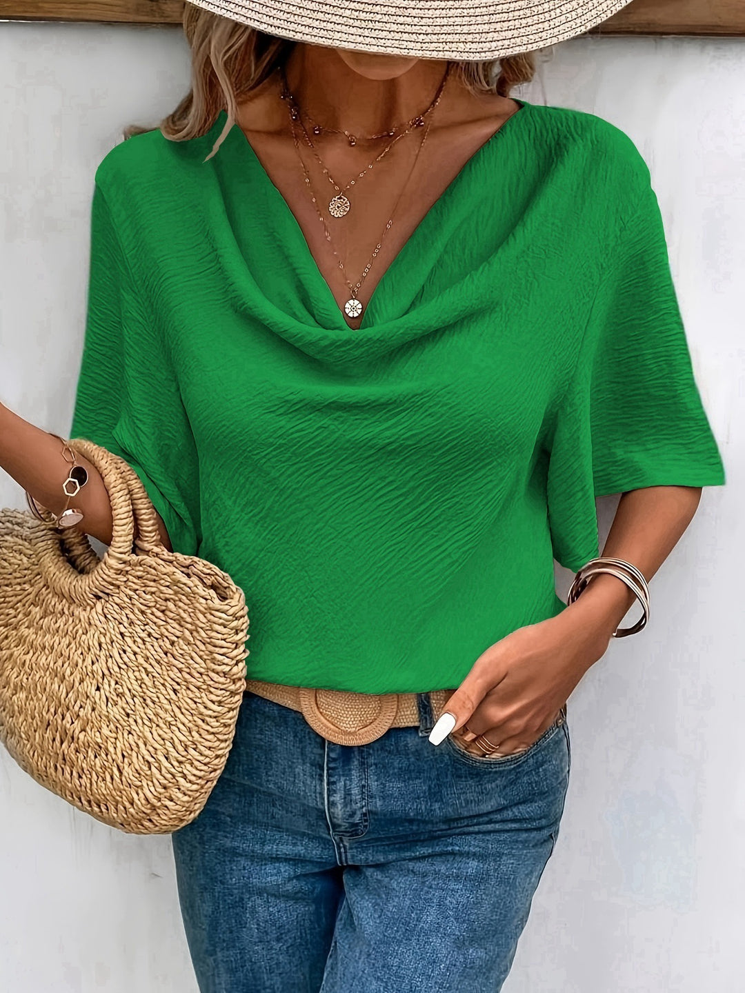 Women's Solid Color Casual Fashion Short Sleeved Shirt