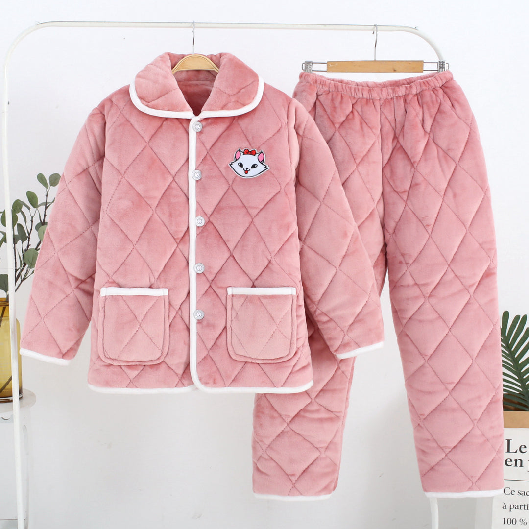 Three-Layer Coral Fleece Loungewear Set - Premium Warmth