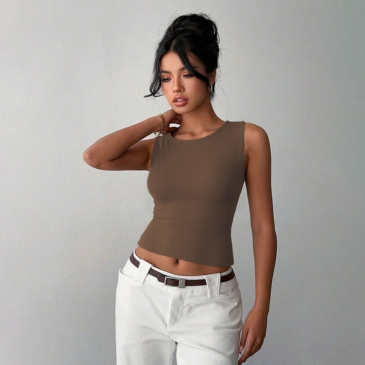 Bow Back Detail T-Shirt - Elegant Sleeveless Top