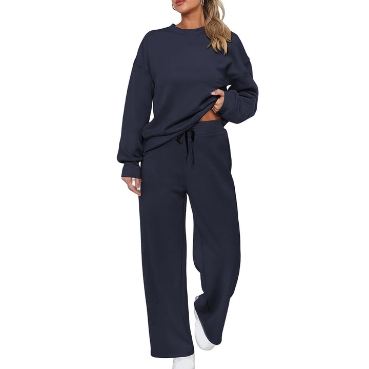 Patchwork Sweatshirt And Wide-Leg Pants Set